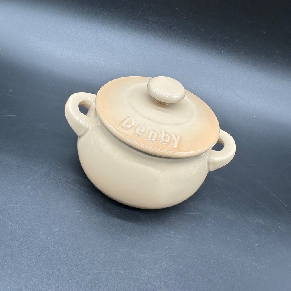 Denby Beige Mini Casserole Dish Lid Pot  Double Handle Cookware Single Serve